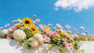 蓝天下鲜花