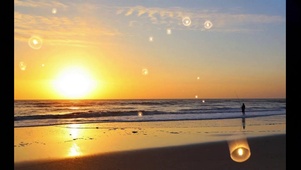 唯美风景夕阳落日海滩海边沙滩