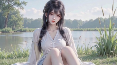 畔边的白衫少女
