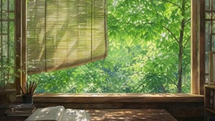 竹窗绿野