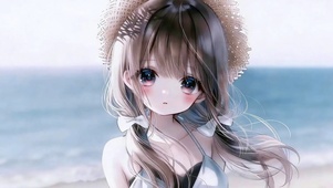 夏日海岸少女