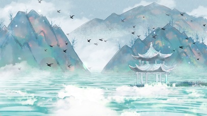 中国风山水素雅古风水墨风