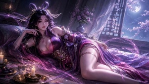 月下紫韵美人