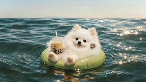 海面漂流的狗狗