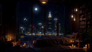 城市月夜卧室