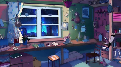 舒适动漫场景窗外的雨