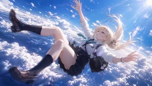 云端自由坠落的金发美少女