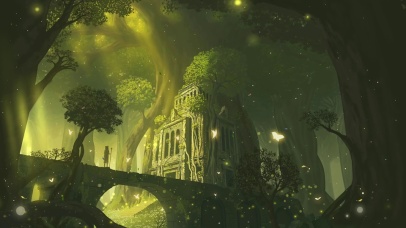 唯美动漫森林小屋绿色护眼