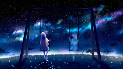星空下秋千少女