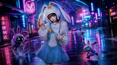 雨夜霓虹兔耳娘
