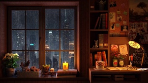 温馨雨夜小屋