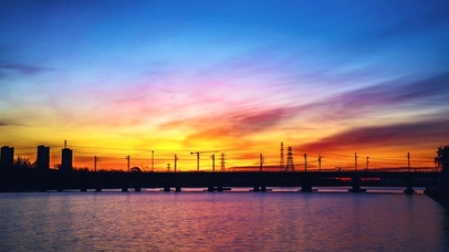 4k北京城市日出朝霞彩霞唯美