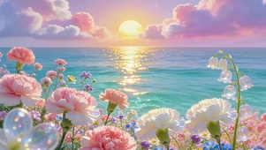唯美海边鲜花