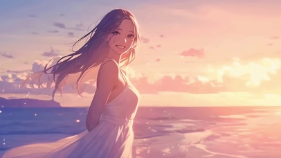 海边白裙女孩