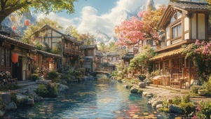 清新古朴小镇的午后