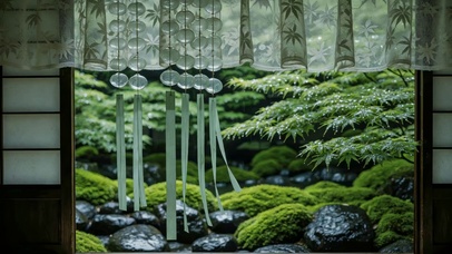 禅意青苔窗景