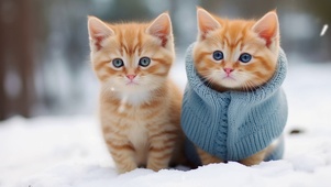 雪中萌橘猫