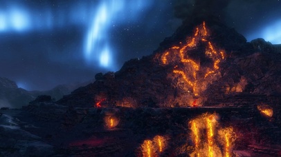 4k夜空火山极光