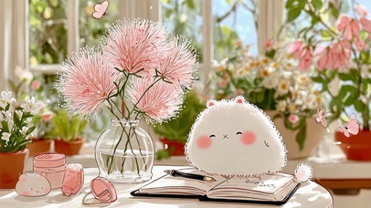 窗边萌系可爱团子