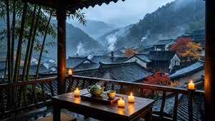 村庄雨景