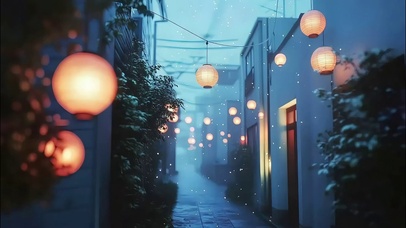 冷调朦胧城市蓝调街道