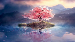 湖边的樱桃树