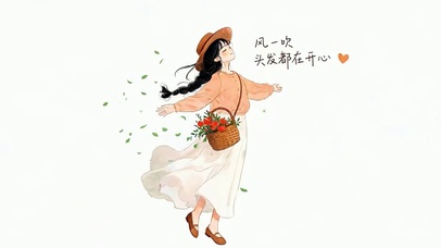 风一吹头发在开心