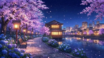 樱花夜路