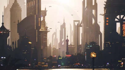 4K赛博朋克未来城市 上海