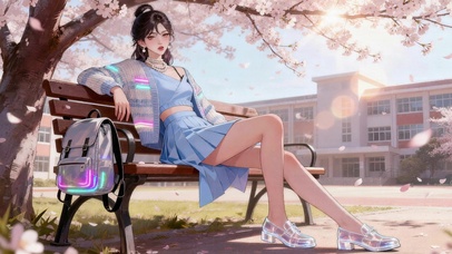 户外时尚美少女