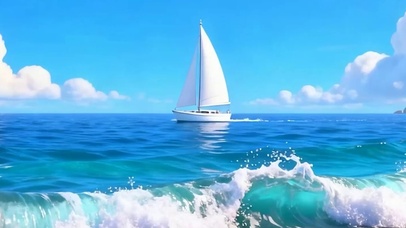 海景小船带鱼屏