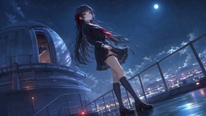 月夜天台的星空少女千咲