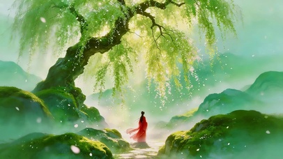 远方的树下女孩