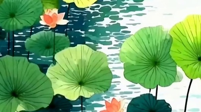 夏天池塘带鱼屏