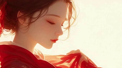 红衣侧颜美少女