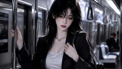 地铁通勤氛围感美女