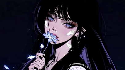 暗夜花影冷艳少女