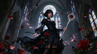 蔷薇月光下的黑裙诗