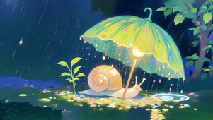雨天伞下小蜗牛