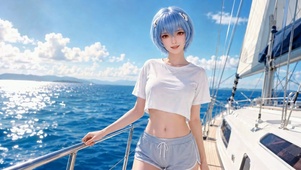 夏日帆船清纯美少女凌波丽