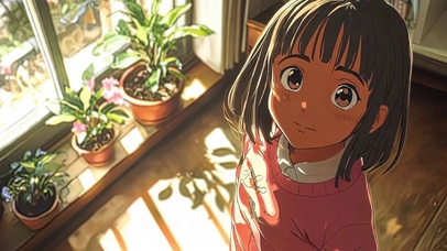 夏日阳光绿植窗台少女