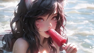 吃冰棍的女孩