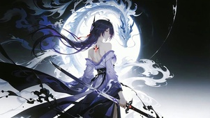 二次元动漫女孩循环动态插画