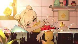 泡澡的女孩