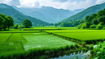 绿色护眼清新田园山水