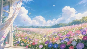窗外的鲜花