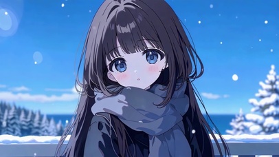 唯美雪天小女孩