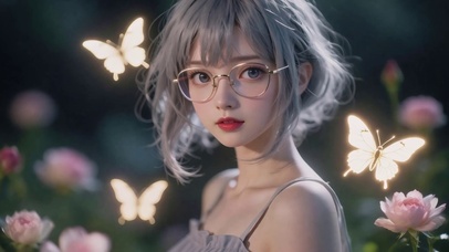 银发甜美女孩