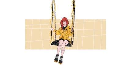 荡秋千女孩插画