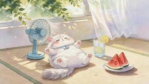夏日乘凉的猫咪
